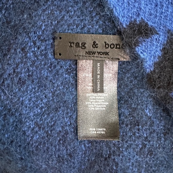 Rag & Bone Alpaca Mohair Blue Leopard Print Scarf - Picture 3 of 4